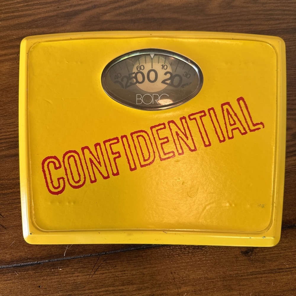 Vtg Retro 1960's Borg Bright Yellow "Confidential" Bathroom Scale Quirky Rare
